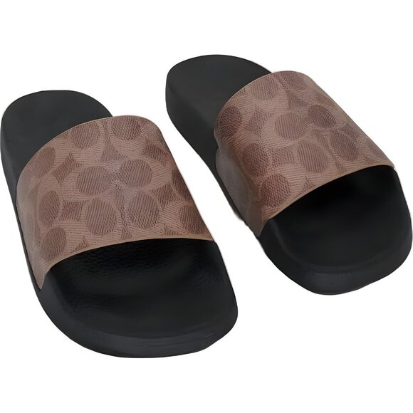 COACH Udele Sport Logo Slide Sandals Tan Brown Women’s Casual Comfort 6M - Picture 1 of 6